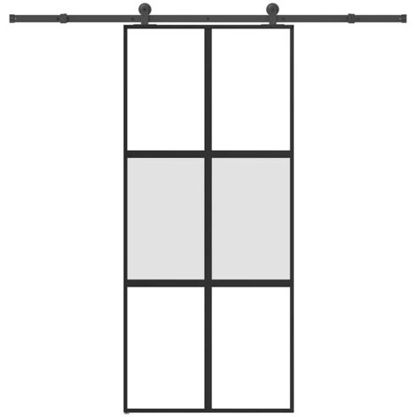 vidaXL Porte coulissante kit de quincaillerie trempé verre aluminium (1/5)