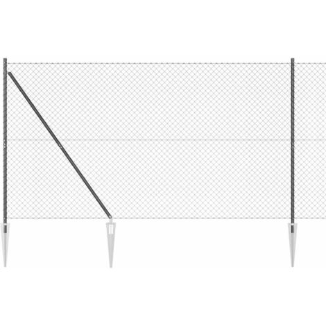 vidaXL Clôture en treillis avec poteaux Gris 1.6 x 25 m Acier