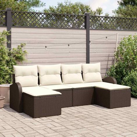 vidaXL Ensemble de canapé de jardin 6 pcs Marron Poly rotin (1/5)