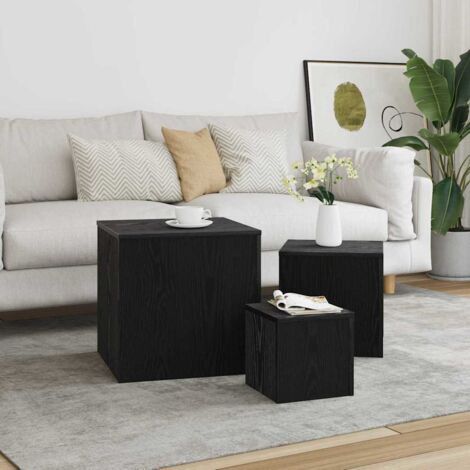 Table Gigogne 3 pcs Chêne noir Bois d'ingénierie vidaXL