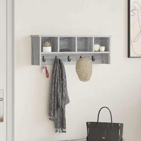 Porte-manteau mural avec étagère Sonoma gris 75 x 16 x 26 cm vidaXL