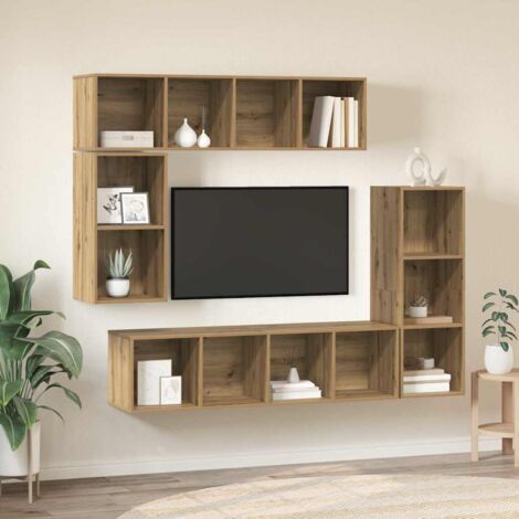 vidaXL TV Cabinet Set Wall-mounted 4 pcs Artisan Oak Engineered Wood (1/5)