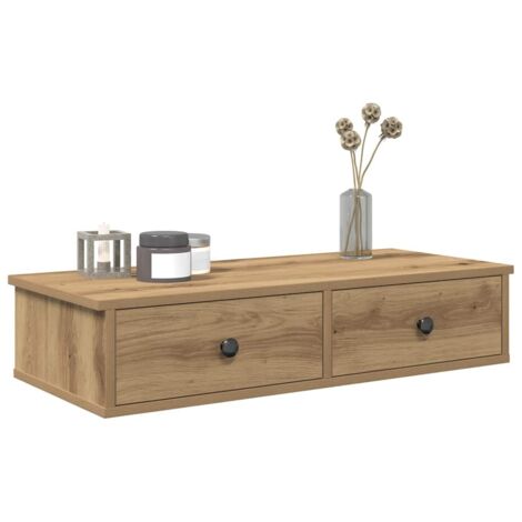Vidaxl – Étagère murale chêne artisanal bois d'ingénierie – Dimensions 80x34x17 cm – Charge max 60 kg – Avec tiroirs pour rangement pratique