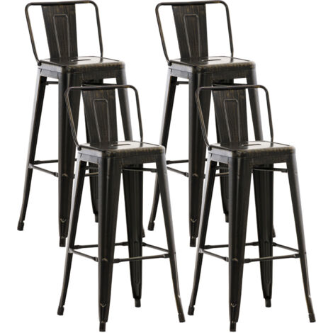 Lot de 4 tabourets de bar Mason Noir-Or