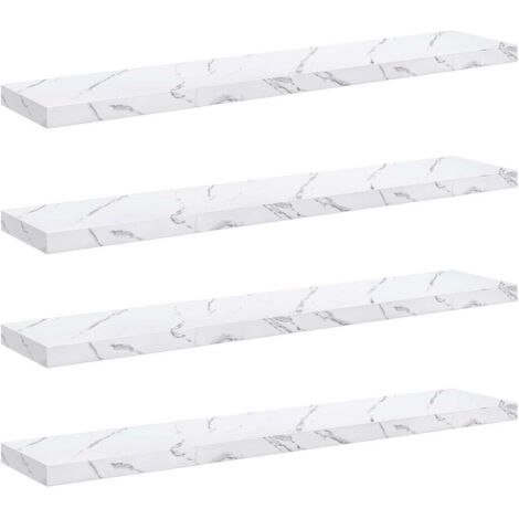 vidaXL Wall Shelf 4 pcs White Marble 120 x 23.5 x 4 cm Engineered Wood