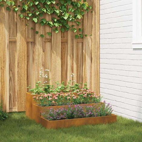Cache-pot de jardin Rouillé 90 x 90 x 35 cm Acier patiné vidaXL