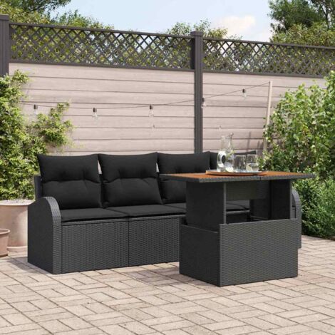 vidaXL  Garden Sofa Set  with Storage 5 pcs Black Poly rattan (1/5)