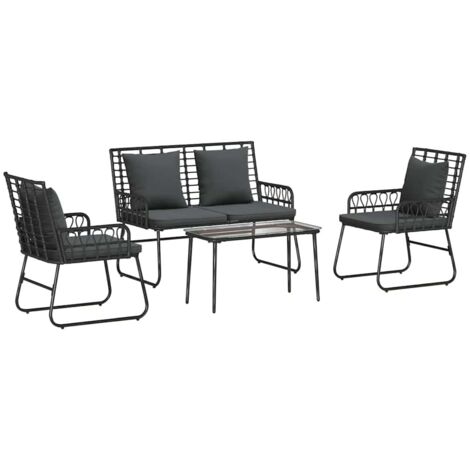 vidaXL Garden Furniture Set 4 pcs Black and Anthracite Poly Rattan (1/5)