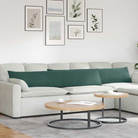 vidaXL Sofa Pillows 2 pcs Dark green 200 x 40 cm Corduroy Fabric