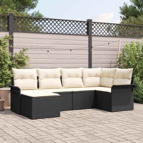 vidaXL Garden Sofa Set with Storage 6 pcs Black Poly Rattan (1/5)