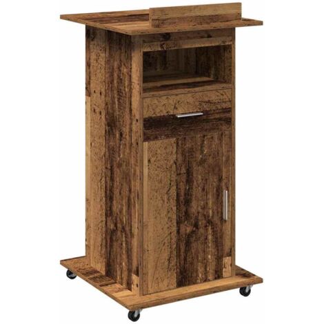 vidaXL Podium with Drawer Old Wood 55 x 55 x 107 cm Engineered Wood