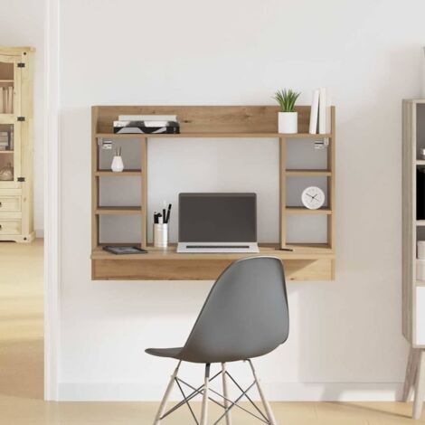 Vidaxl – Bureau mural chêne artisanal 105 x 48 x 75 cm – Bois d'ingénierie pour espace réduit – Finition mate élégante – Assemblage requis