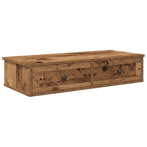Vidaxl – Étagère murale avec tiroirs en bois d'ingénierie – Dimensions 80x34x17 cm – Charge maximale 60 kg – Assemblage requis