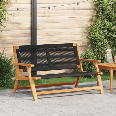 Banc de jardin Noir 76x122x73 cm Bois massif d'Acacia vidaXL