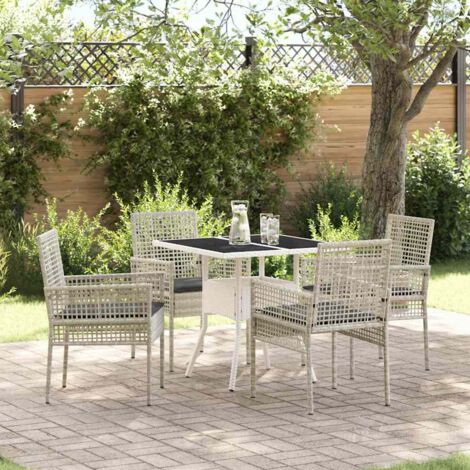 vidaXL Ensemble de salle à manger pour jardin 5 pcs Gris Poly rotin (1/5)