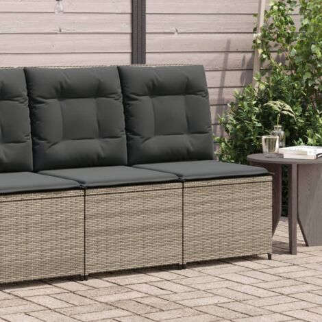 Canapé inclinable de jardin avec coussins gris résine tressée vidaXL