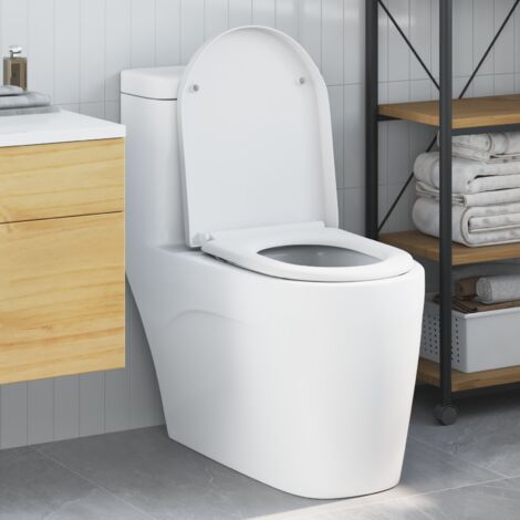 Siège de Toilette à Libération Rapide Blanc 46.2 x 36 x 4.3 cm vidaXL (1/5)