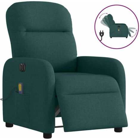 vidaXL Fauteuil de massage inclinable électrique Vert foncé Tissu