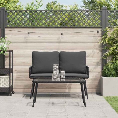 vidaXL Garden Dining Set with Cushion 2 pcs Black Poly Rattan (1/5)
