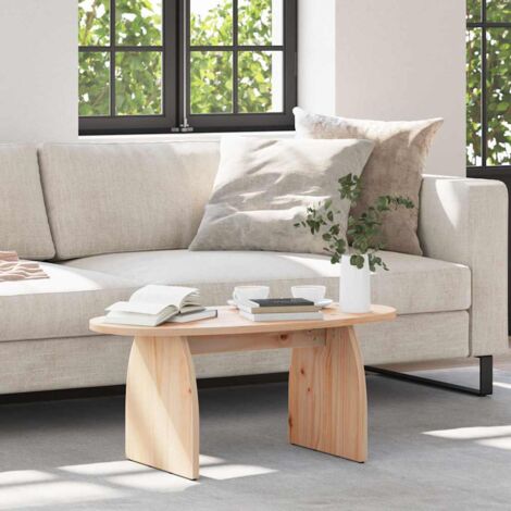 Vidaxl – Table basse ovale en pin massif marron 80 x 40 x 35 cm – Surface fonctionnelle avec rangement – Assemblage facile – Pour salon (1/5)