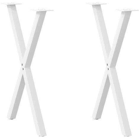 Vidaxl – Pieds de table en acier thermolaqué X en métal – Lot de 2 – 50x(72-73) cm – Niveleurs réglables pour sols irréguliers