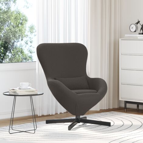 Fauteuil œuf Gris foncé en tissu pelucheux vidaXL (1/5)