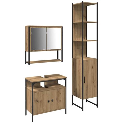 Ensemble de mobilier de salle de bain 3 pcs Chêne artisanal vidaXL (1/5)