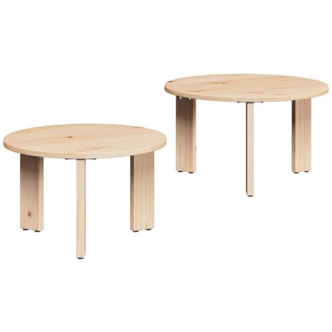 vidaXL  Coffee Table  2 pcs Natural Solid Pine wood (1/5)