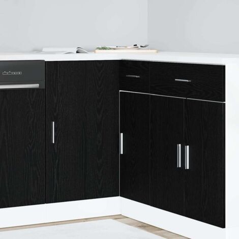 Vidaxl – Élément bas de cuisine noir en bois d'ingénierie 86 x 46 x 81.5 cm – Rangement spacieux pour ustensiles et casseroles – Design moderne