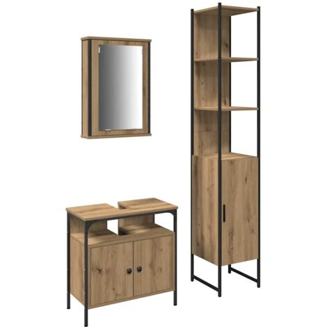 vidaXL Bathroom Furniture Set 3 pcs Artisan Oak Engineered Wood (1/5)
