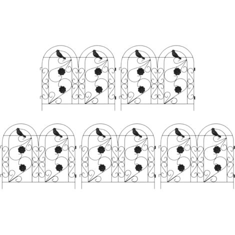 vidaXL  Garden Fence  5 pcs Black Steel