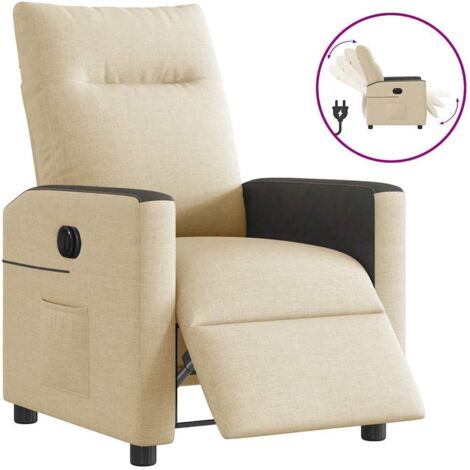 Fauteuil inclinable électrique Crème Tissu vidaXL