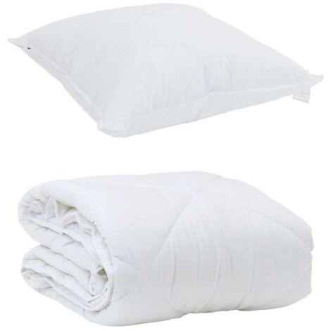 Duvet d'été simple avec oreiller 2 pcs Blanc Microfibre vidaXL (1/5)