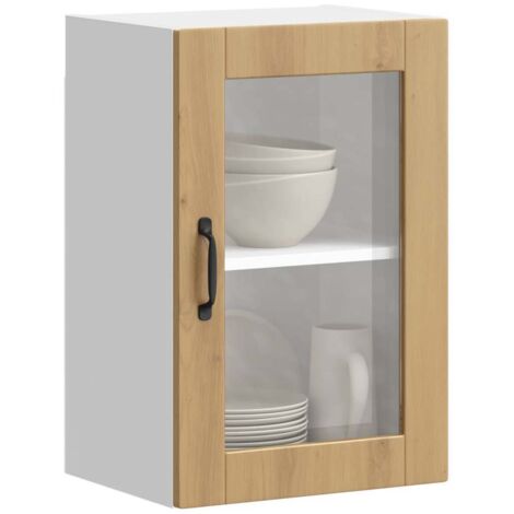 vidaXL Kitchen Wall Cabinet with Glass Door "Porto" Artisan Oak