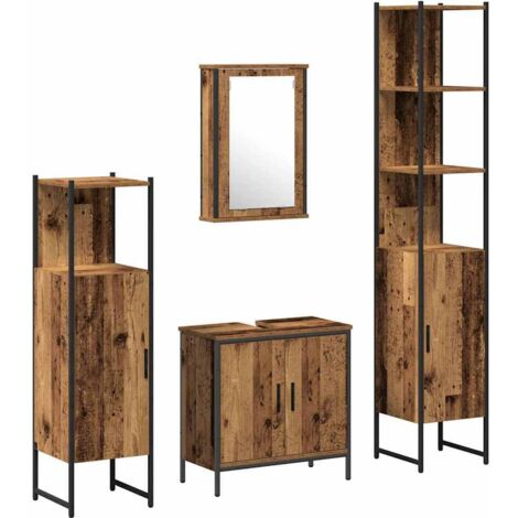 vidaXL Bathroom Furniture Set with Shelf 4 pcs Brown Engineered wood (1/5)