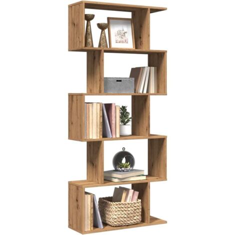 Vidaxl – Étagère séparatrice de pièce 5 niveaux – Dimensions 70 x 24 x 161 cm – Chêne artisanal – Capacité 80 kg – Compartiments décalés