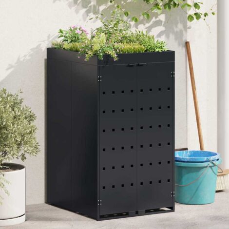 vidaXL Wheelie Bin Storage with Planter Roof for Single 240L Bin Black (1/5)