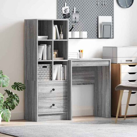 Bureau avec rangement 2 pcs Sonoma gris Bois d'ingénierie vidaXL