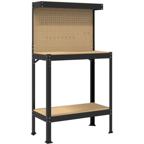 vidaXL Workbench Black 81 x 41 x 145 cm Engineered Wood and Metal
