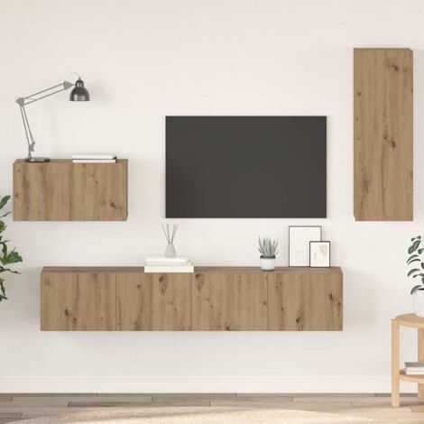 Meuble TV mural 4 pcs chêne artisanal 200 x 30 x 30 cm vidaXL (1/5)