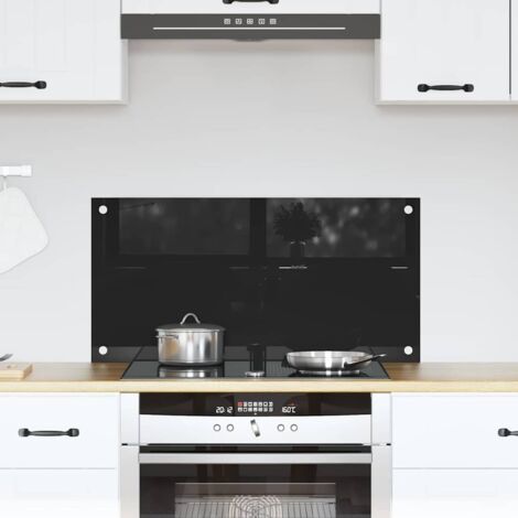vidaXL Crédence de cuisine Noir 80 x 40 cm verre trempé