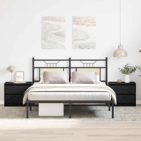 vidaXL Bedside Cabinet with Drawer 2 pcs Black Oak 50 x 40 x 43.5 cm