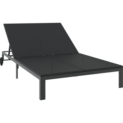 Transat 2-personne Noir 60 x 200 x 27cm polyrotin vidaXL