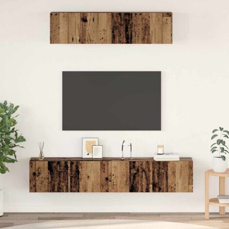 vidaXL TV Cabinet Set Wall-mounted 4 pcs Old Wood Engineered Wood (1/5)