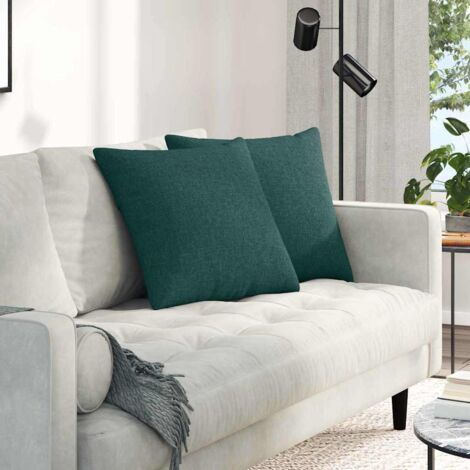 vidaXL Sofa Pillows 2 pcs Dark Green 50 x 50 cm Fabric
