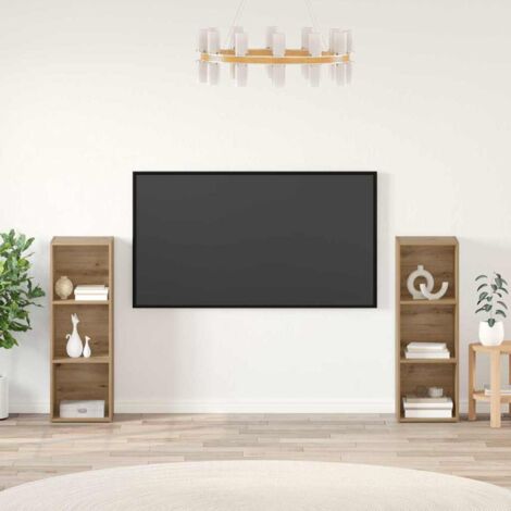 vidaXL TV Cabinet Set Wall-mounted 2 pcs Artisan Oak 107 x 35 x 37 cm (1/5)