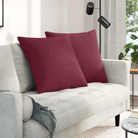 vidaXL Coussins de canapé 2 pcs Bordeaux 60 x 60 cm tissu