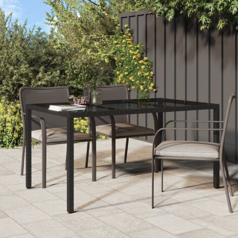 Table de repas de jardin noire 150x90x75 cm Poly Rattan vidaXL