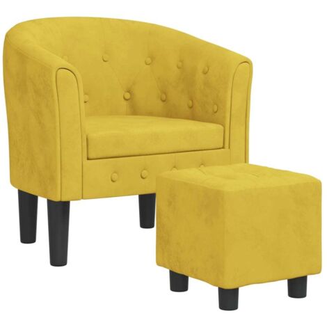 Fauteuil cabriolet avec repose-pied jaune velours vidaXL802319