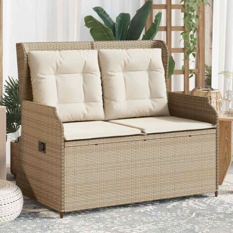 Banc inclinable de jardin avec coussins beige résine tressée vidaXL